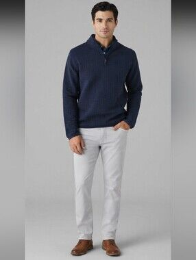 NEW! Peter Millar Quad Quilted Crown Navy 1/4 Zip Pullover! Size S